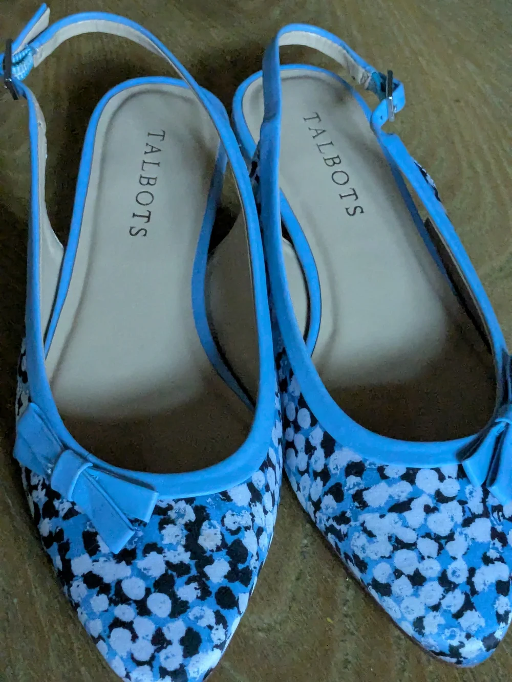 Talbots Blue Patterned Slingback Flats Size 6